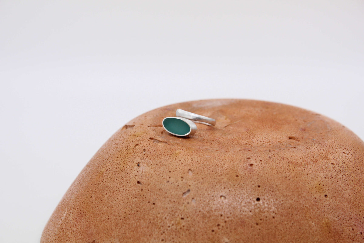 Teal oval shape ring