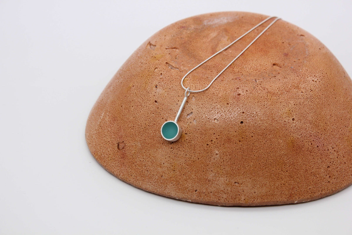 Teal round shape pendant