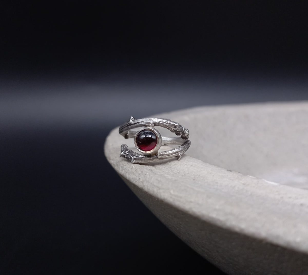 Twig garnet ring
