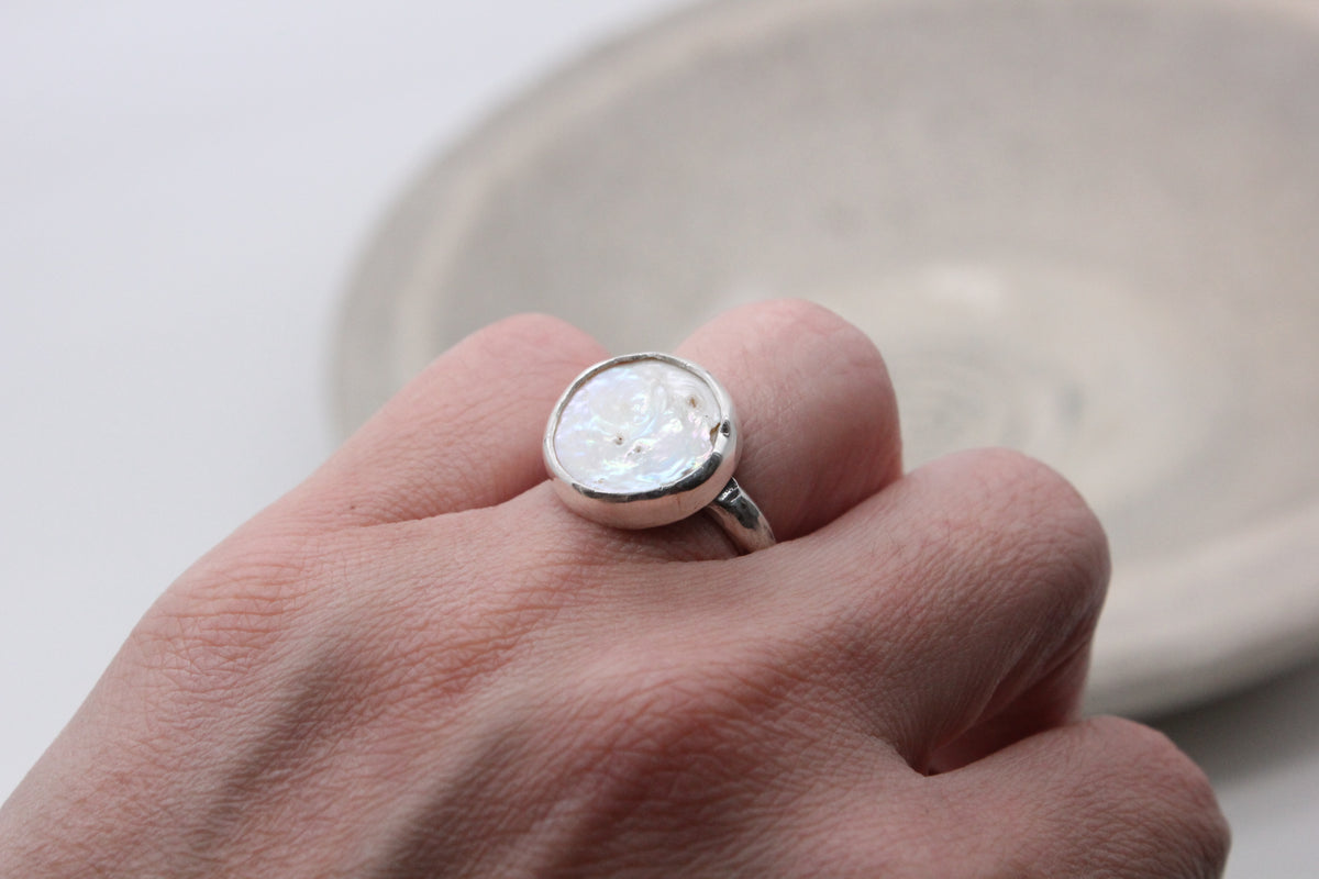 Pearl silver ring