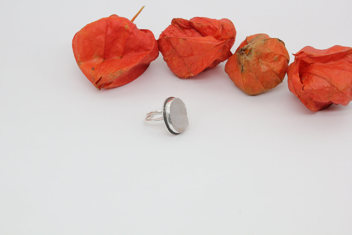 One of a kind druzzy agate ring