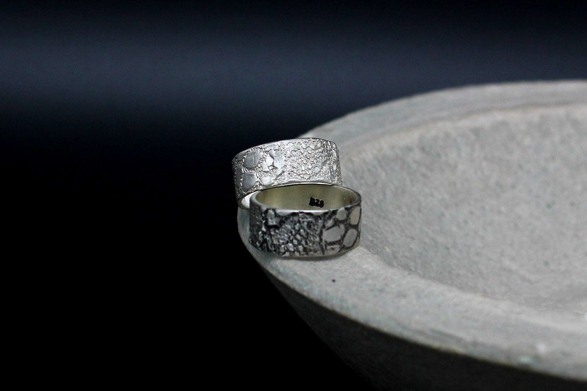 Lace texture sterling silver ring, unisex