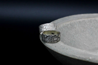 Lace texture sterling silver ring, unisex
