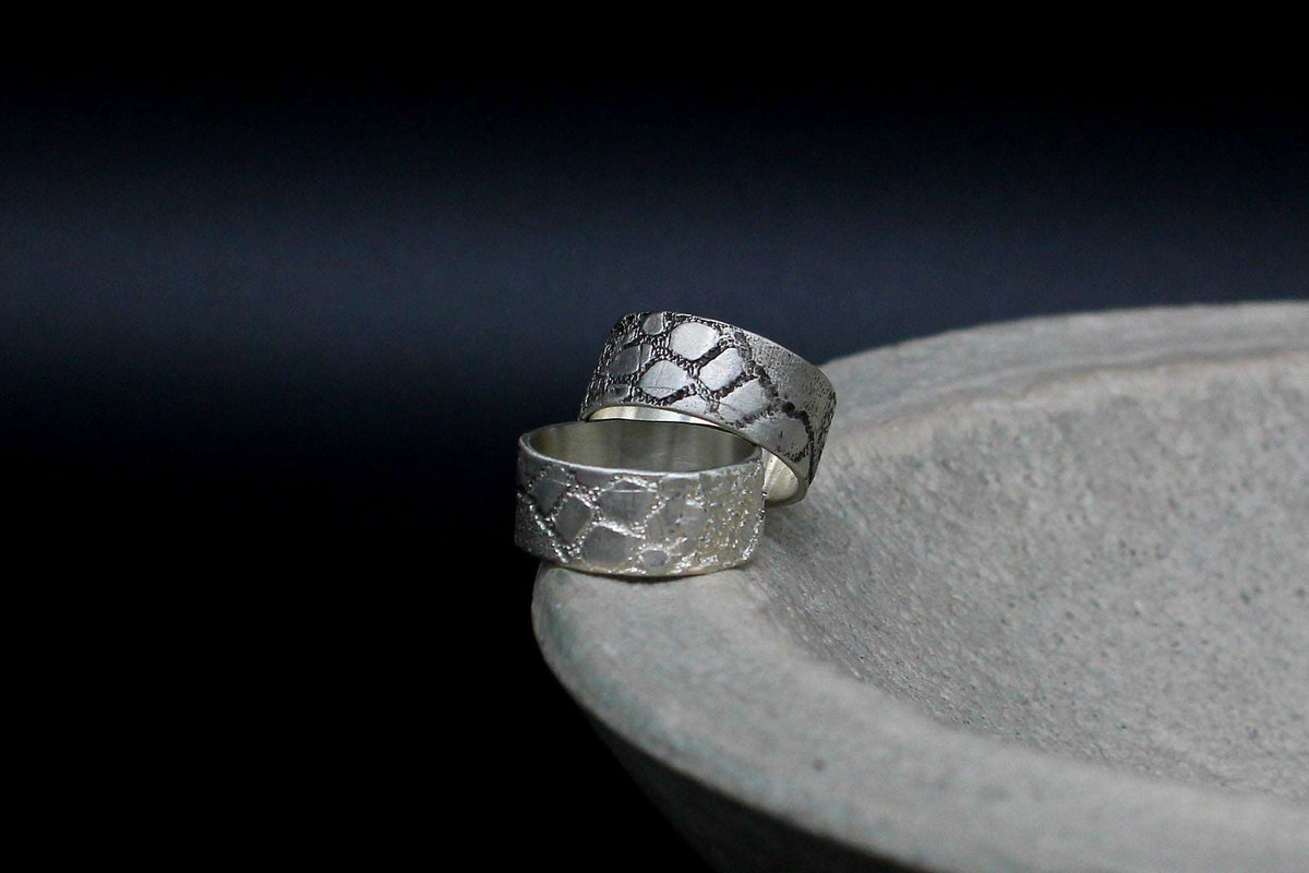 Lace texture sterling silver ring, unisex
