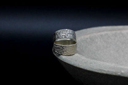 Cotton texture sterling silver ring, unisex