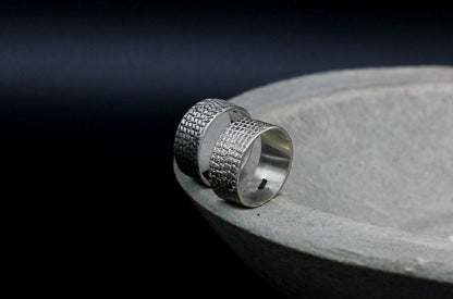 Cotton texture sterling silver ring, unisex