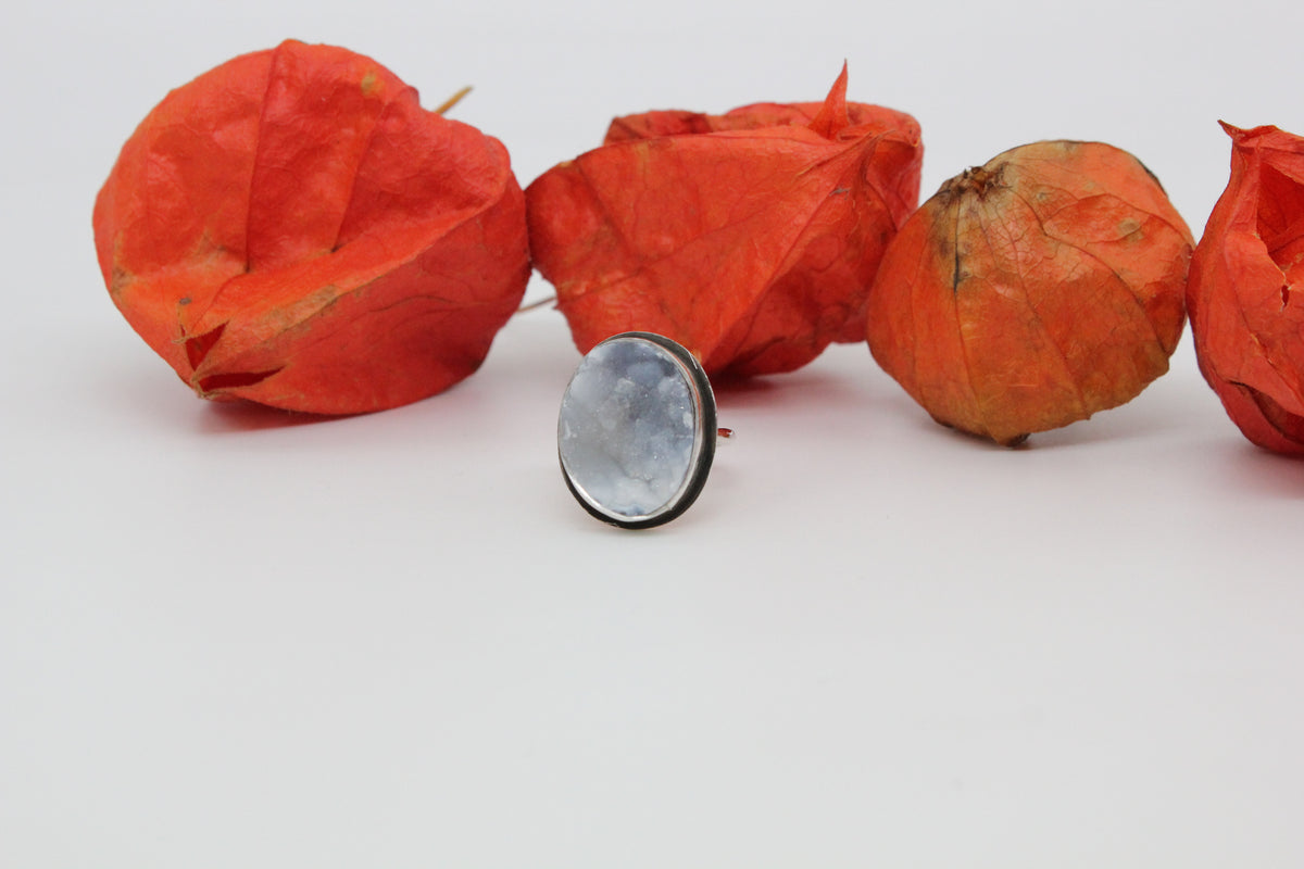 One of a kind druzzy agate ring