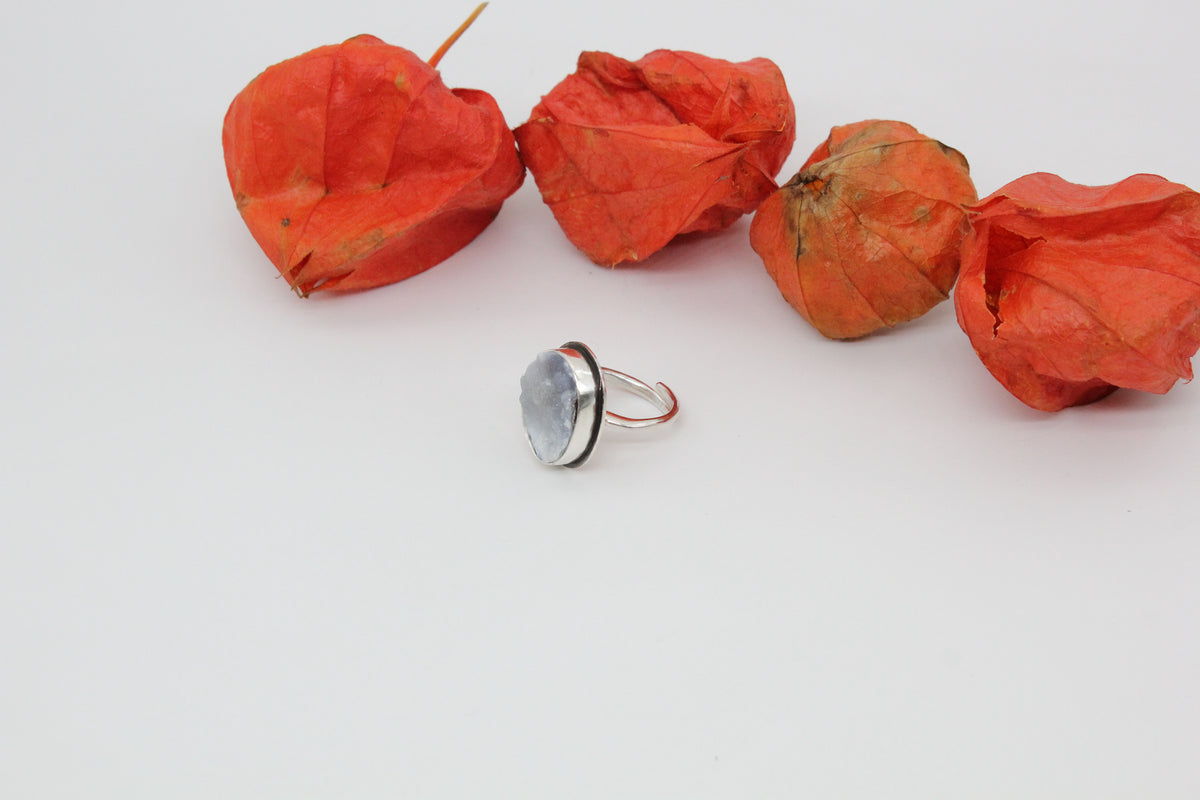 One of a kind druzzy agate ring