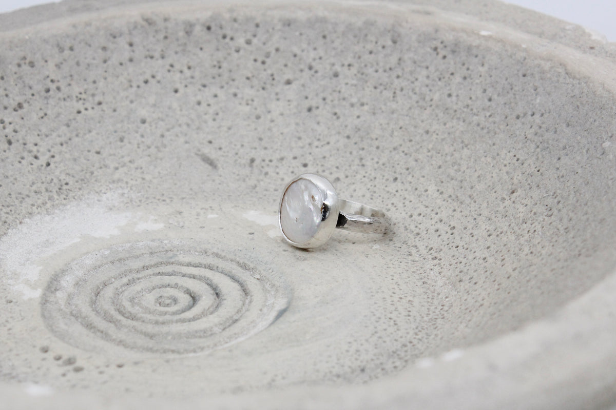 Pearl silver ring