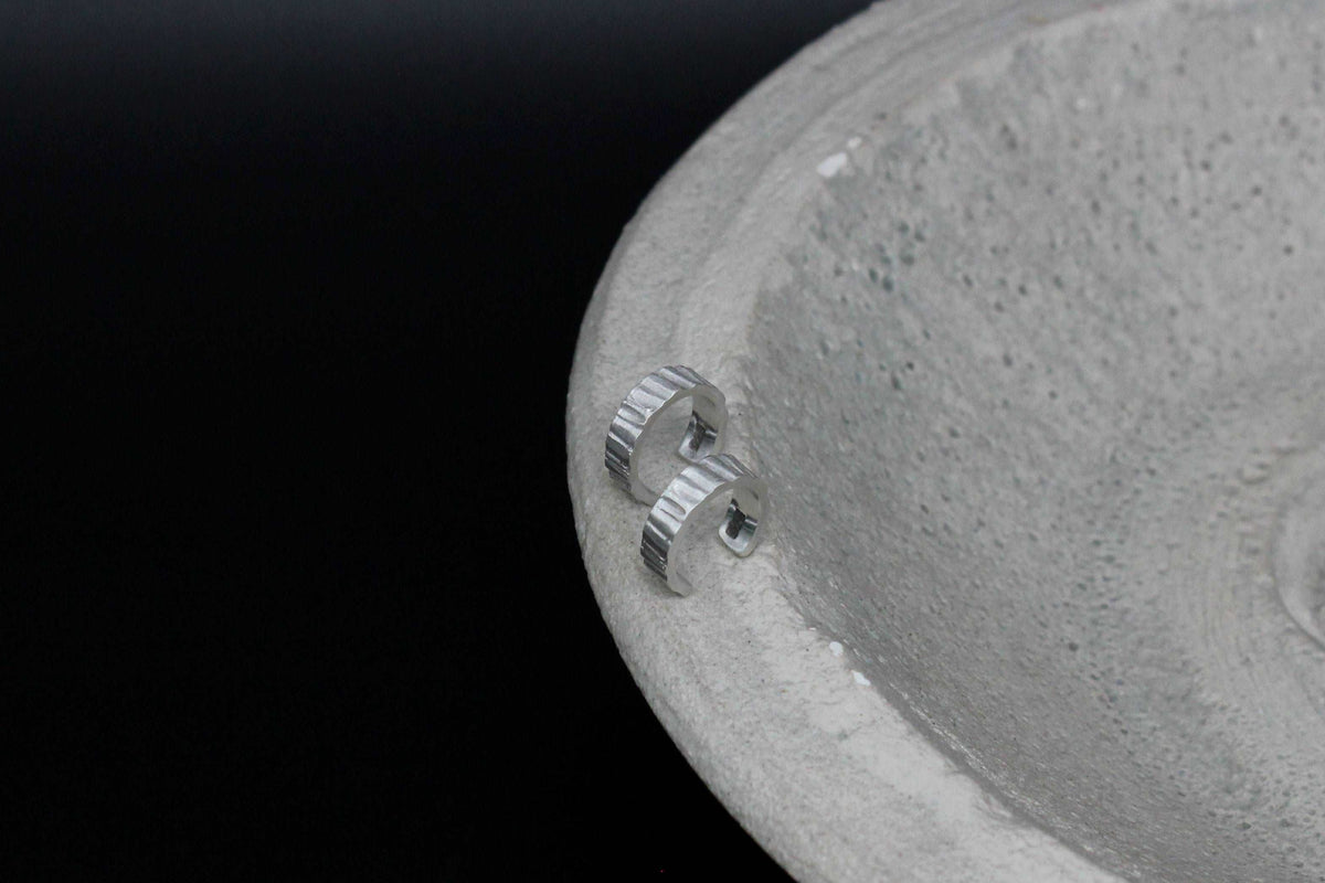 Tree bark sterling silver ear cuff
