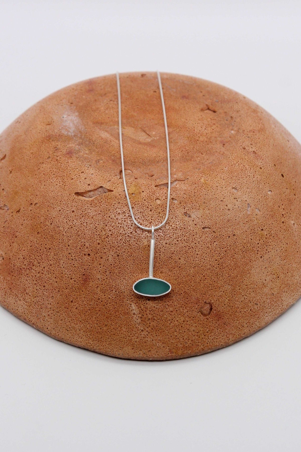Teal oval shape pendant