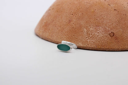 Teal oval shape ring
