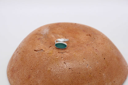 Teal oval shape ring