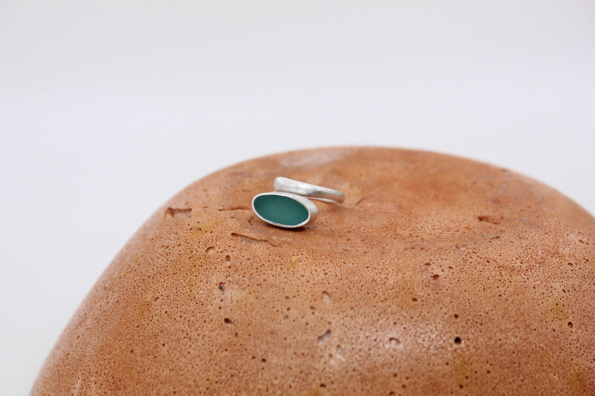 Teal oval shape ring
