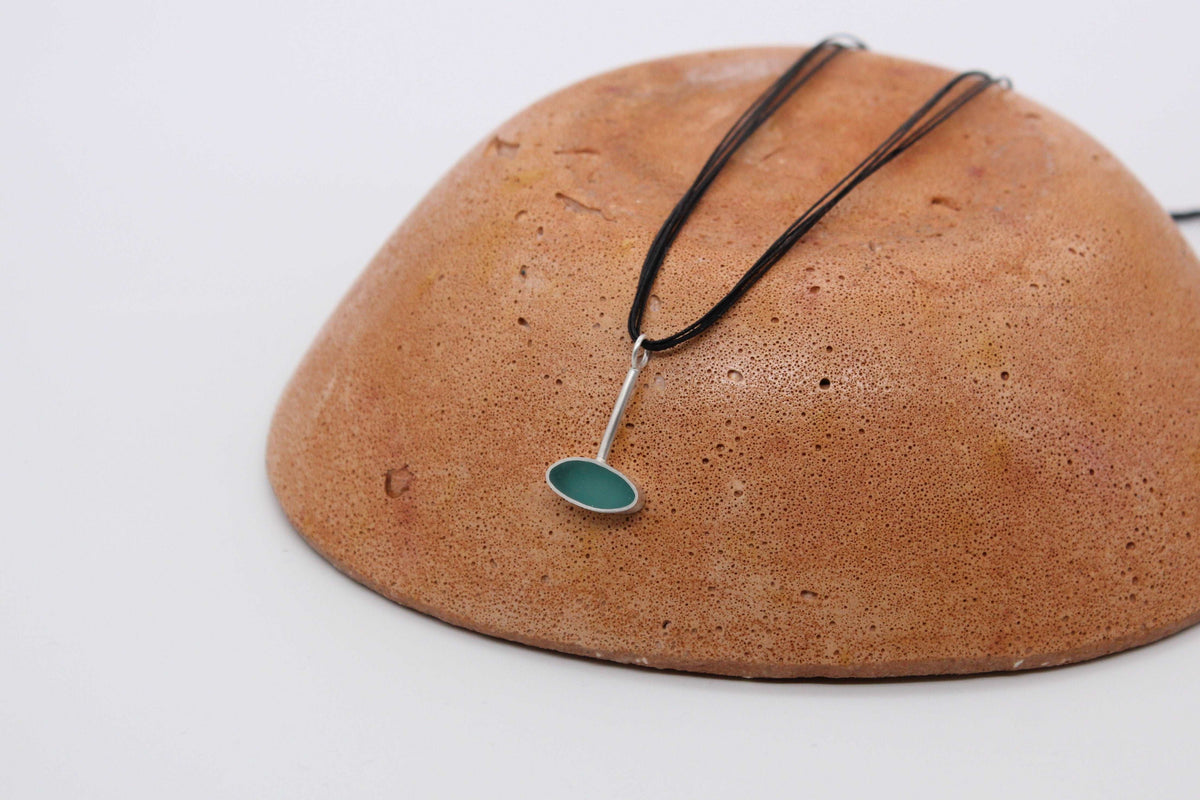 Teal oval shape pendant