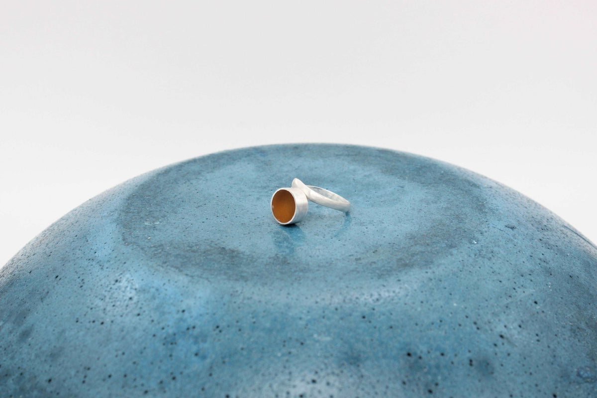 Yellow ochre round shape ring