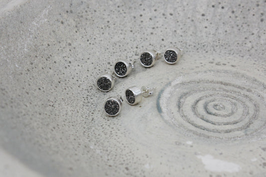 Druzy quartz ear studs