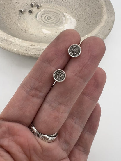 Druzy quartz ear studs